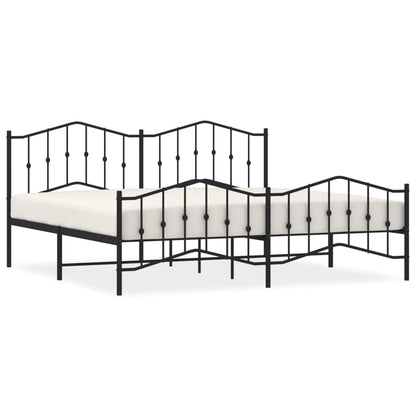 Metal Bed Frame With Headboard And Footboardâ Black 200X200 Cm