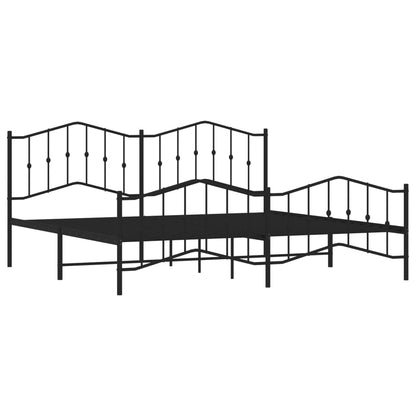 Metal Bed Frame With Headboard And Footboardâ Black 200X200 Cm