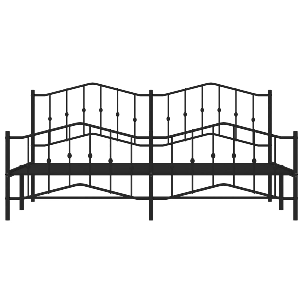 Metal Bed Frame With Headboard And Footboardâ Black 200X200 Cm