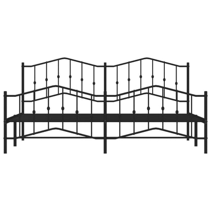 Metal Bed Frame With Headboard And Footboardâ Black 200X200 Cm