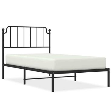 Metal Bed Frame Without Mattress With Headboard Black 100X190Cm