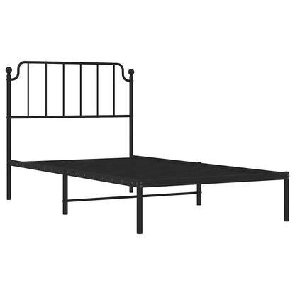 Metal Bed Frame Without Mattress With Headboard Black 100X190Cm