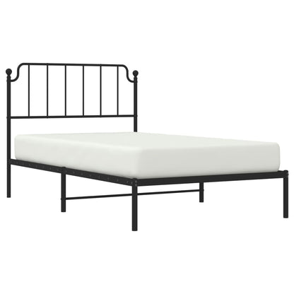 Metal Bed Frame Without Mattress With Headboard Black 107X203Cm