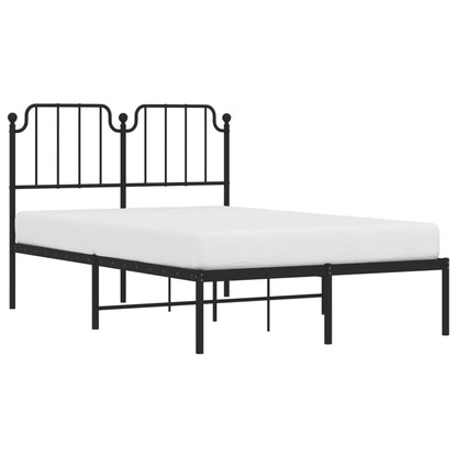 Metal Bed Frame With Headboard Black 120X190 Cm Small Double