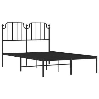 Metal Bed Frame With Headboard Black 120X190 Cm Small Double