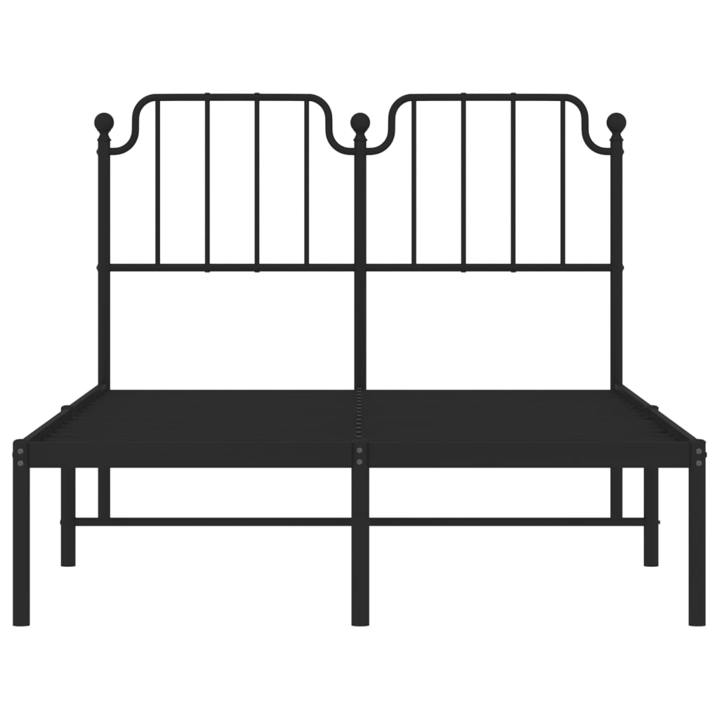 Metal Bed Frame With Headboard Black 120X190 Cm Small Double