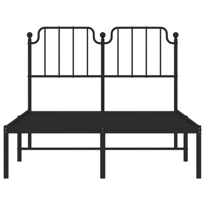 Metal Bed Frame With Headboard Black 120X190 Cm Small Double