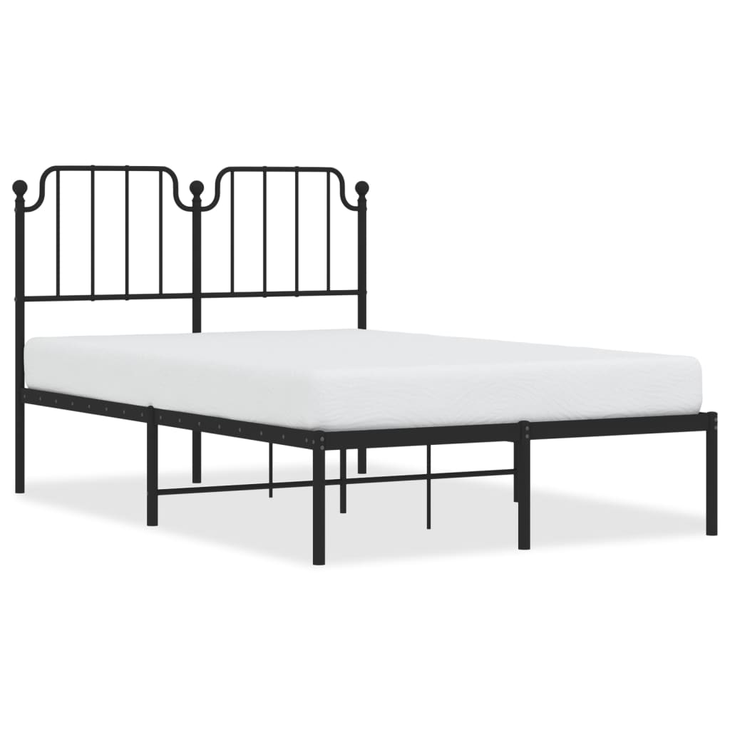 Metal Bed Frame With Headboard Black 120X200 Cm