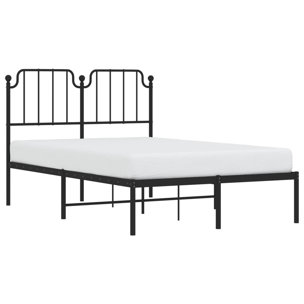 Metal Bed Frame With Headboard Black 120X200 Cm