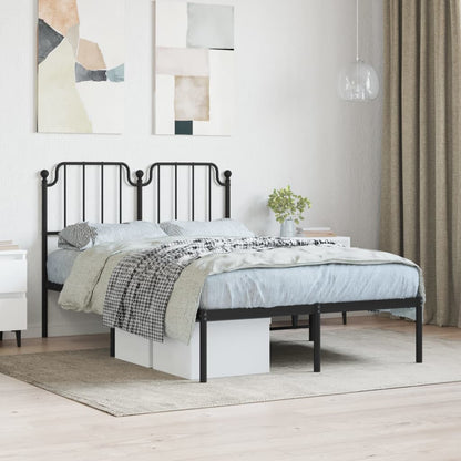 Metal Bed Frame With Headboard Black 120X200 Cm