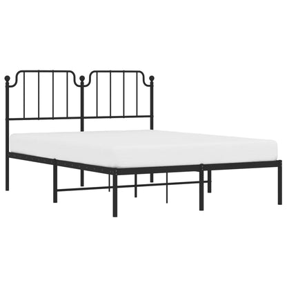 Metal Bed Frame With Headboard Black 140X190 Cm