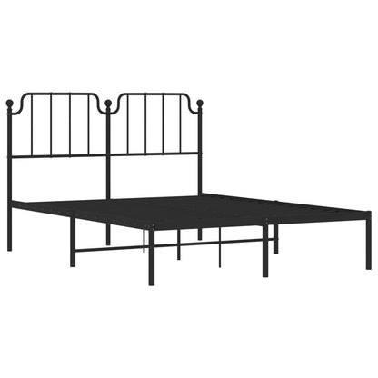 Metal Bed Frame With Headboard Black 140X190 Cm