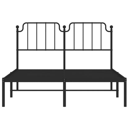 Metal Bed Frame With Headboard Black 140X190 Cm