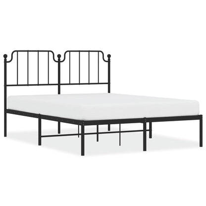 Metal Bed Frame Without Mattress With Headboard Black 140X200Cm