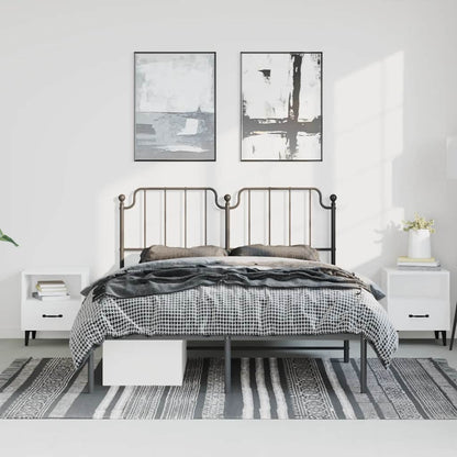 Metal Bed Frame With Headboard Black 150X200 Cm King Size