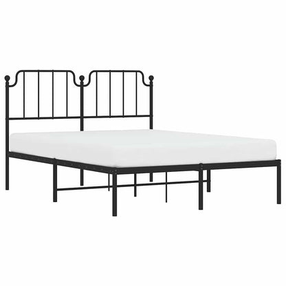 Metal Bed Frame With Headboard Black 150X200 Cm King Size