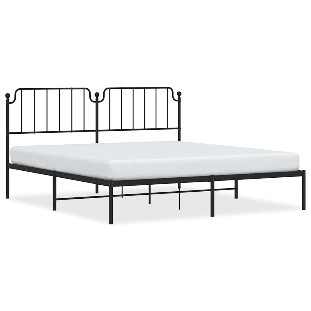 Metal Bed Frame Without Mattress With Headboard Black 183X213Cm