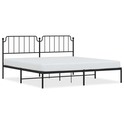 Metal Bed Frame Without Mattress With Headboard Black 193X203Cm