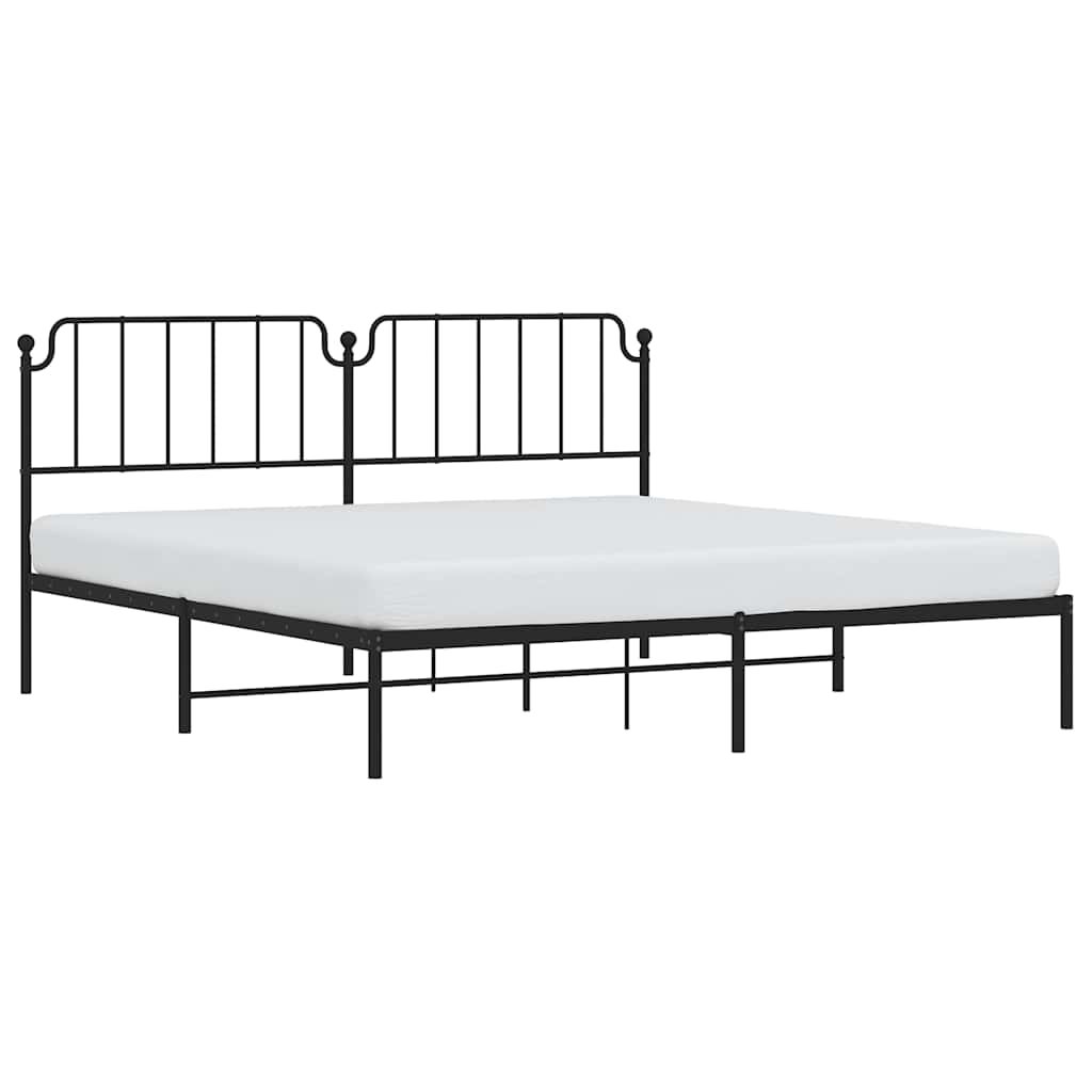 Metal Bed Frame Without Mattress With Headboard Black 193X203Cm