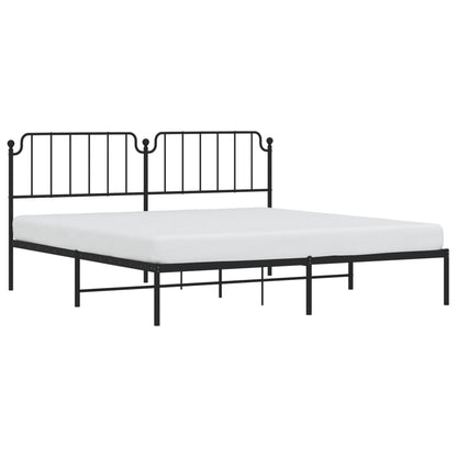 Metal Bed Frame Without Mattress With Headboard Black 200X200Cm