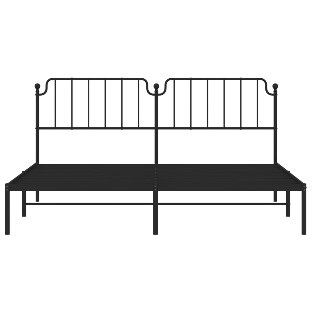 Metal Bed Frame Without Mattress With Headboard Black 200X200Cm