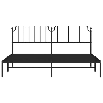 Metal Bed Frame Without Mattress With Headboard Black 200X200Cm