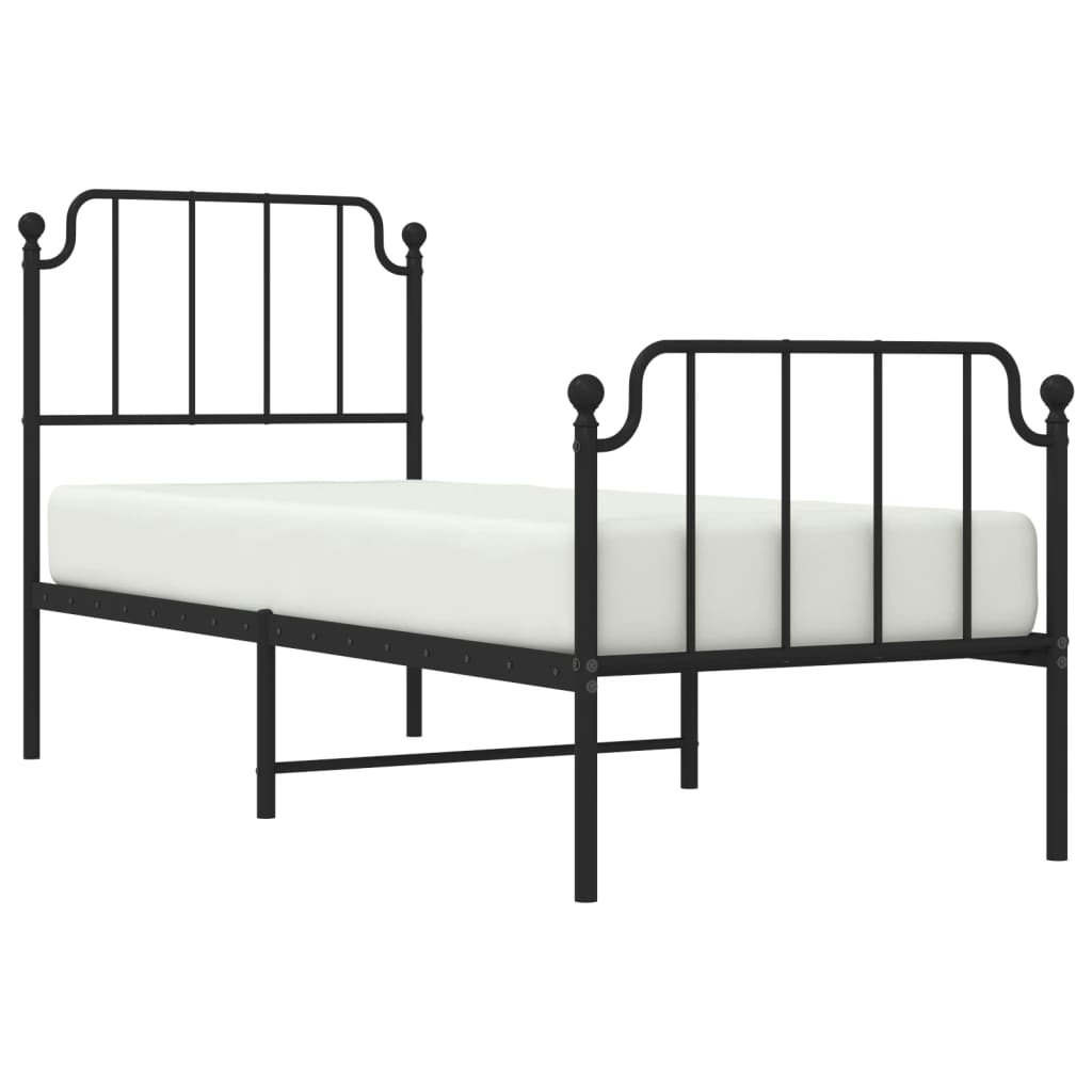 Metal Bed Frame Without Mattress With Footboardâ Black 75X190Cm