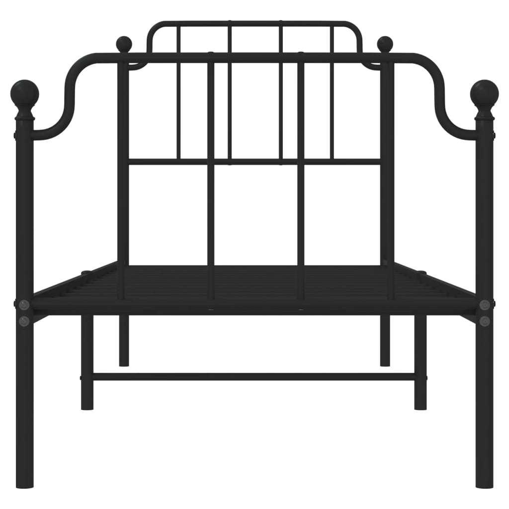 Metal Bed Frame Without Mattress With Footboardâ Black 75X190Cm