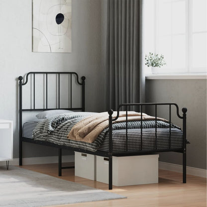 Metal Bed Frame Without Mattress With Footboardâ Black 75X190Cm