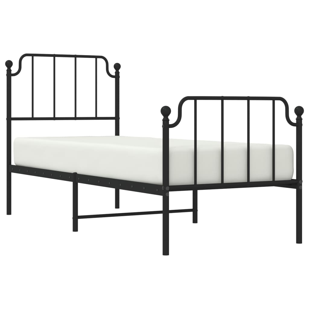 Metal Bed Frame Without Mattress With Footboardâ Black 80X200Cm