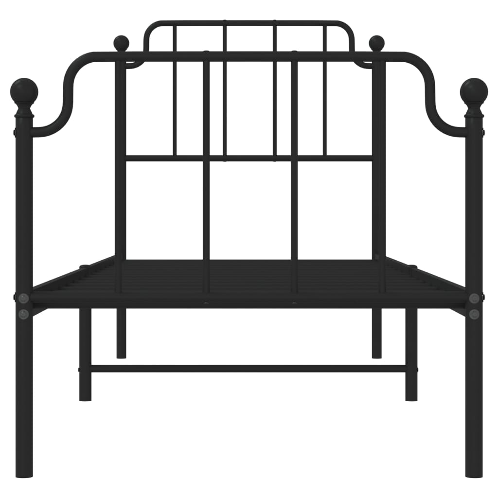 Metal Bed Frame Without Mattress With Footboardâ Black 80X200Cm