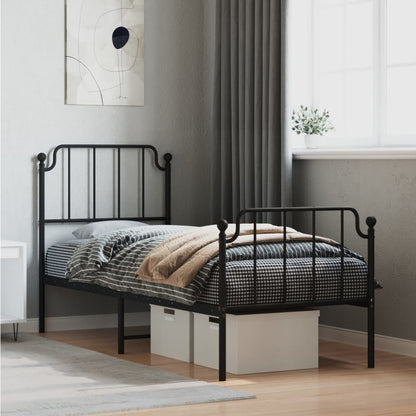 Metal Bed Frame Without Mattress With Footboardâ Black 80X200Cm