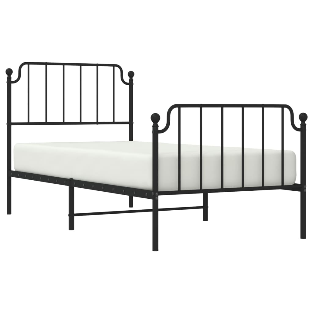 Metal Bed Frame Without Mattress With Footboardâ Black 90X190Cm