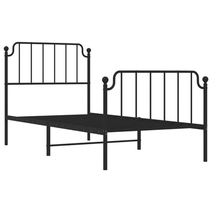 Metal Bed Frame Without Mattress With Footboardâ Black 90X190Cm