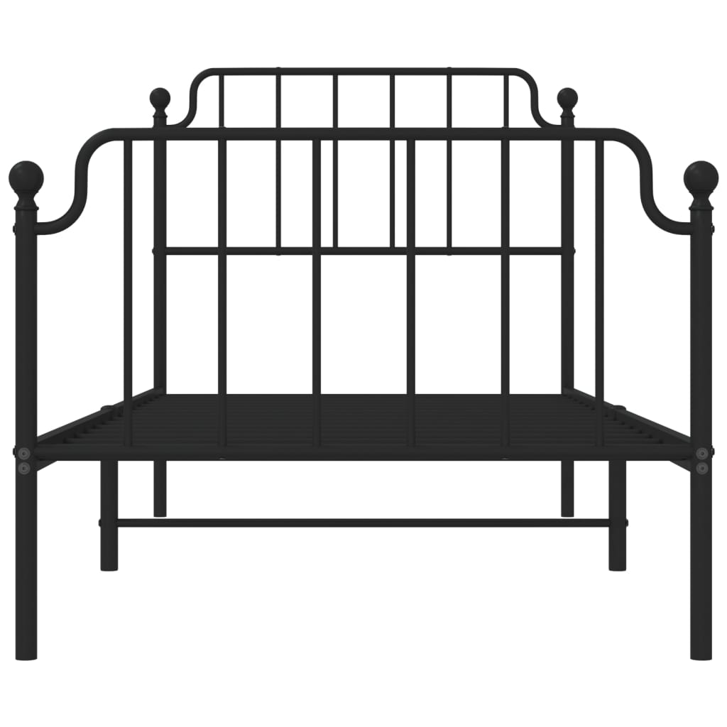 Metal Bed Frame Without Mattress With Footboardâ Black 90X190Cm