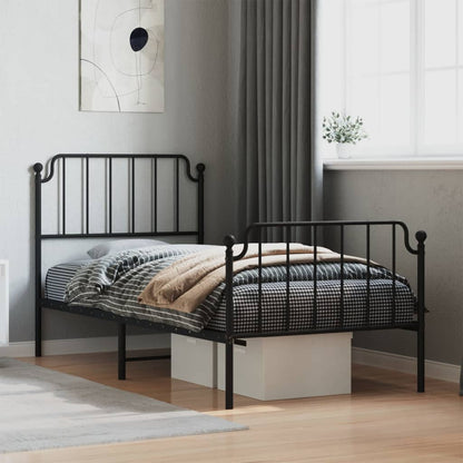 Metal Bed Frame Without Mattress With Footboardâ Black 90X190Cm