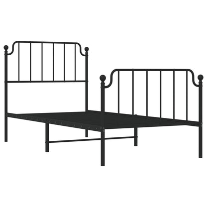 Metal Bed Frame With Headboard And Footboardâ Black 90X200 Cm