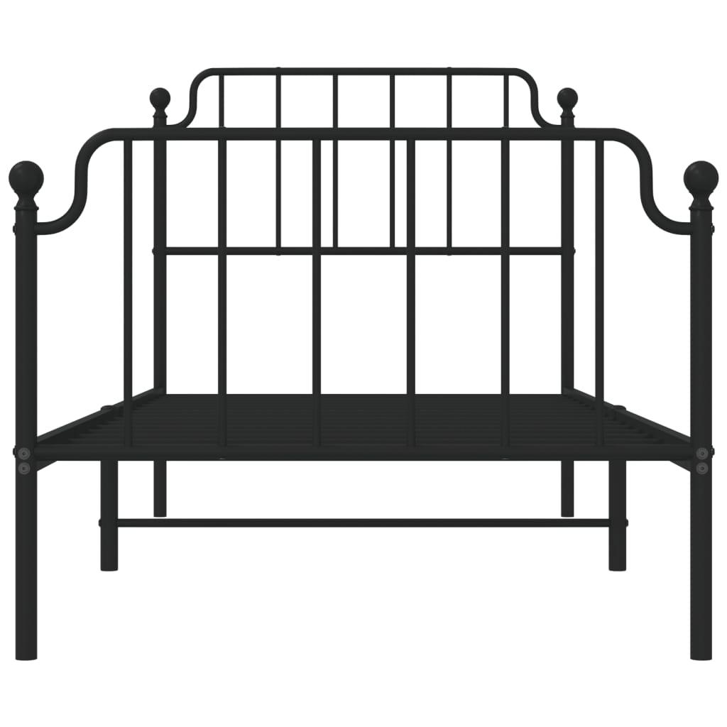 Metal Bed Frame With Headboard And Footboardâ Black 90X200 Cm