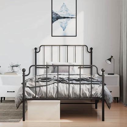 Metal Bed Frame Without Mattress With Footboardâ Black 100X190Cm