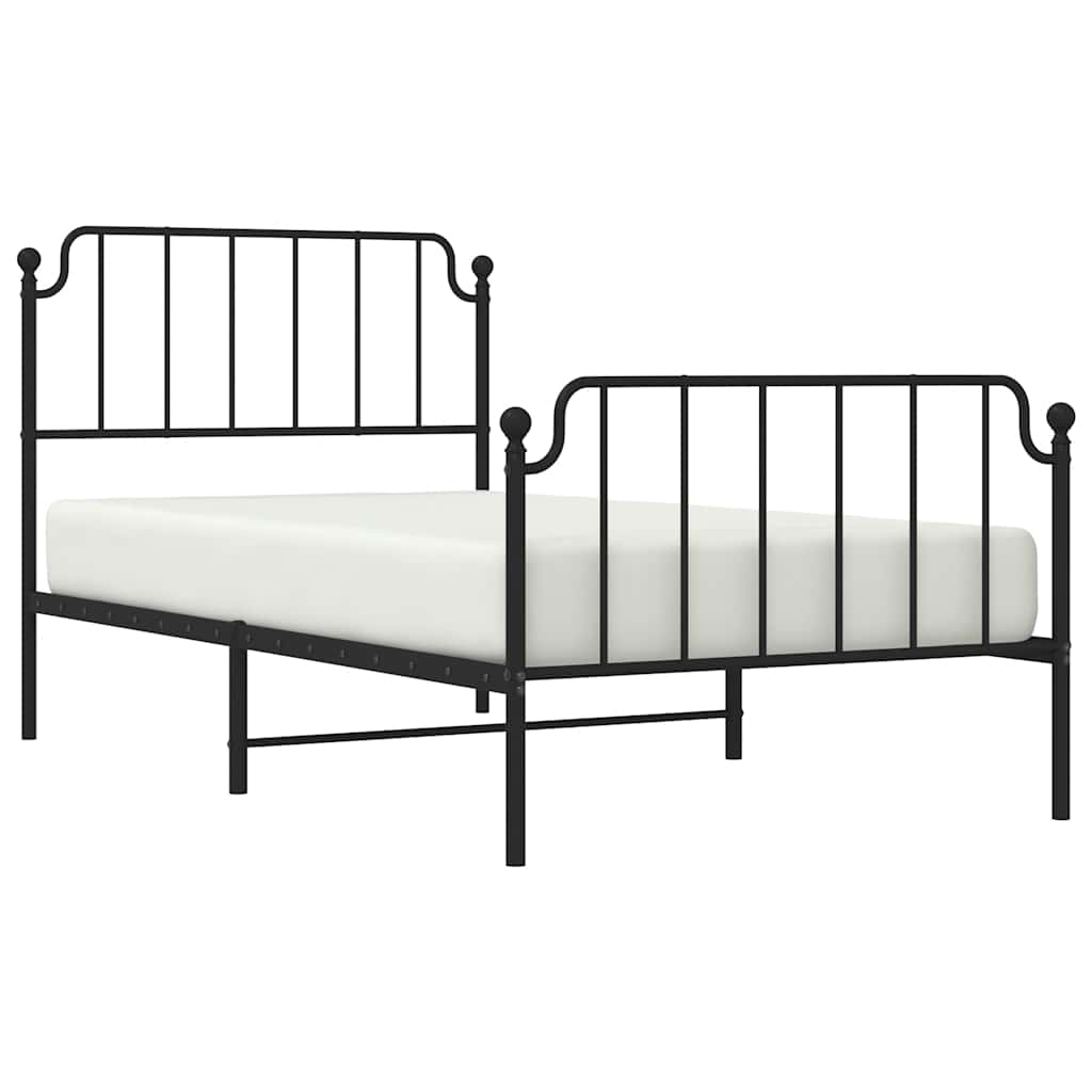 Metal Bed Frame Without Mattress With Footboardâ Black 100X190Cm