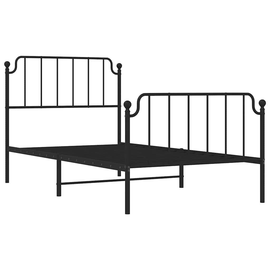 Metal Bed Frame Without Mattress With Footboardâ Black 100X190Cm