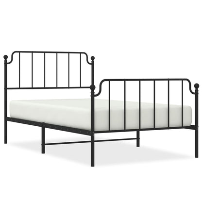 Metal Bed Frame Without Mattress With Footboardâ Black 107X203Cm