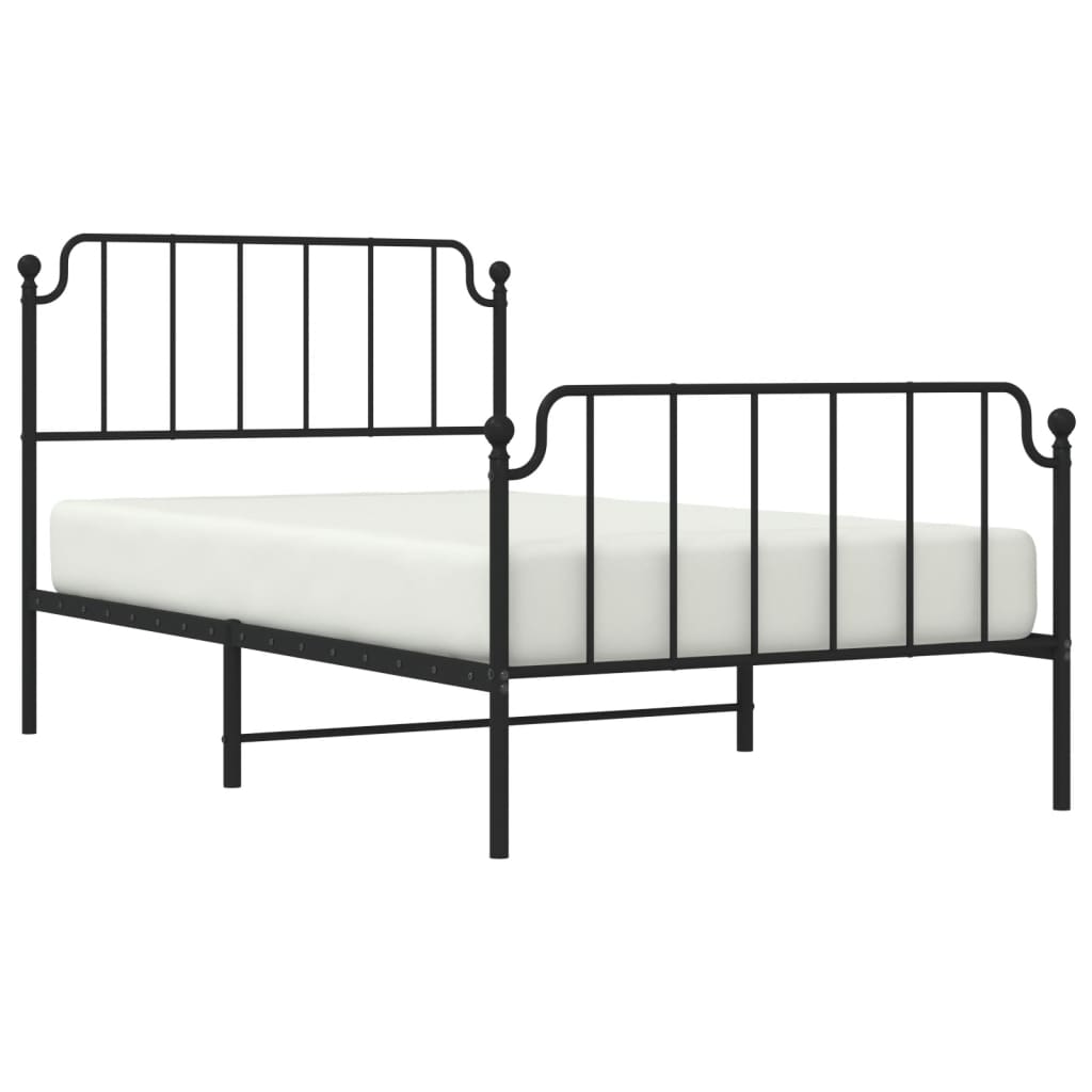 Metal Bed Frame Without Mattress With Footboardâ Black 107X203Cm