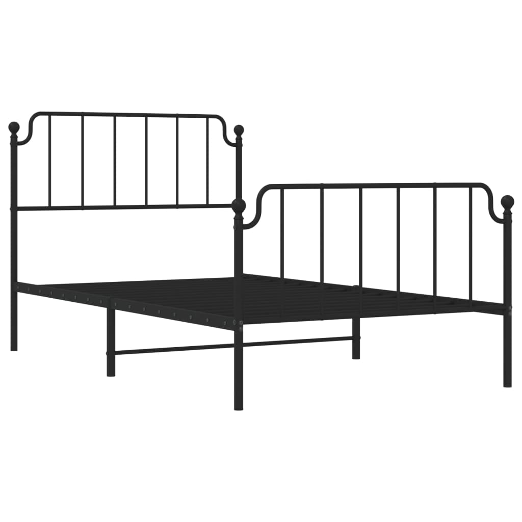 Metal Bed Frame Without Mattress With Footboardâ Black 107X203Cm