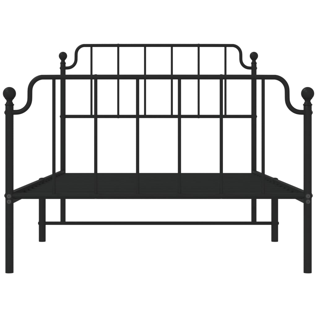 Metal Bed Frame Without Mattress With Footboardâ Black 107X203Cm