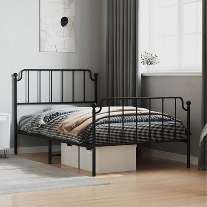 Metal Bed Frame Without Mattress With Footboardâ Black 107X203Cm