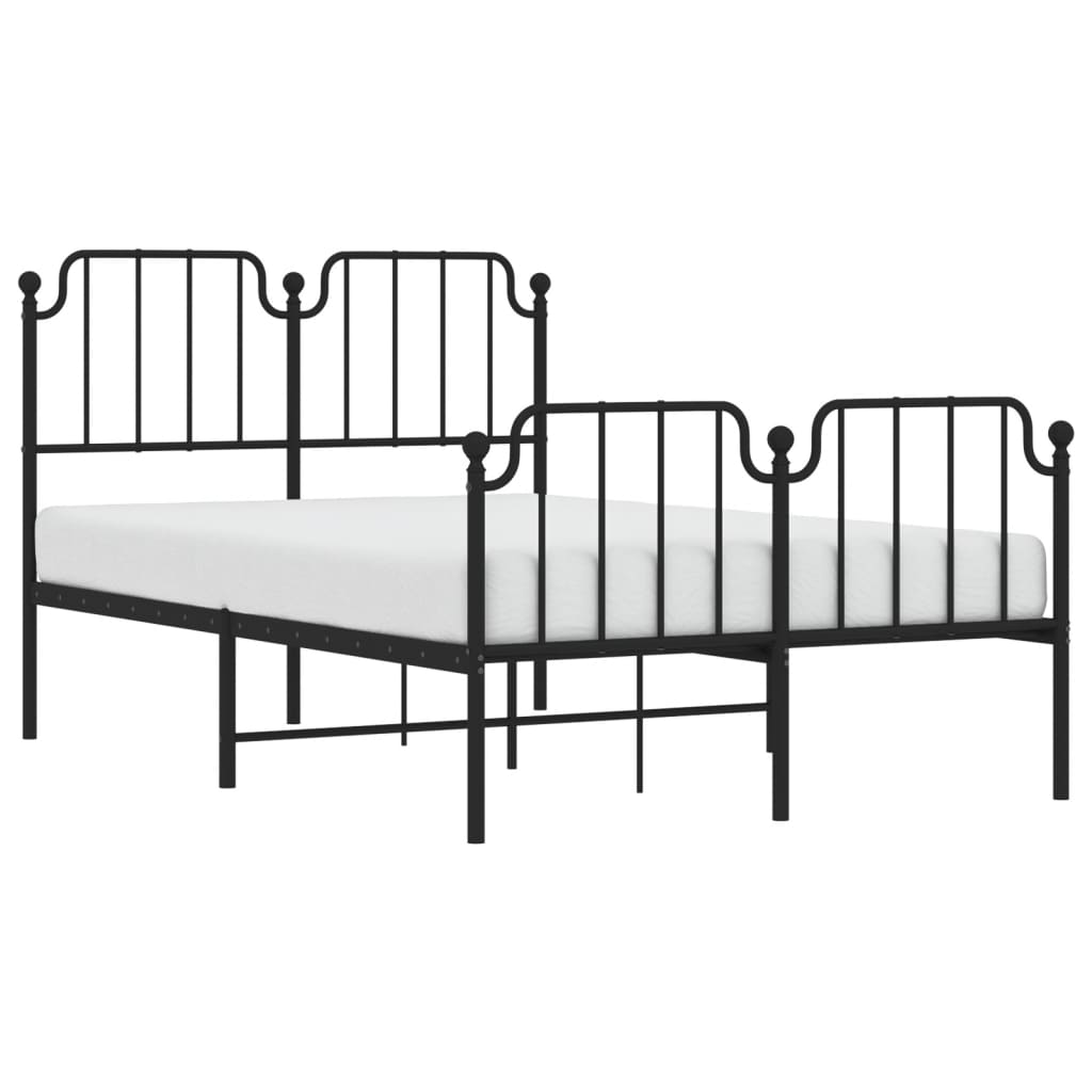 Metal Bed Frame With Headboard And Footboardâ Black 120X190 Cm Small Double