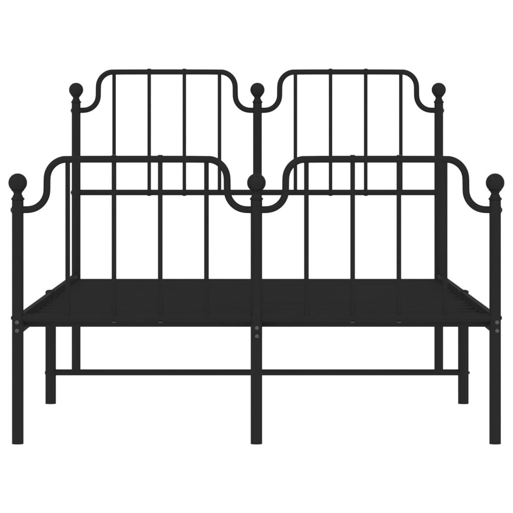 Metal Bed Frame With Headboard And Footboardâ Black 120X190 Cm Small Double