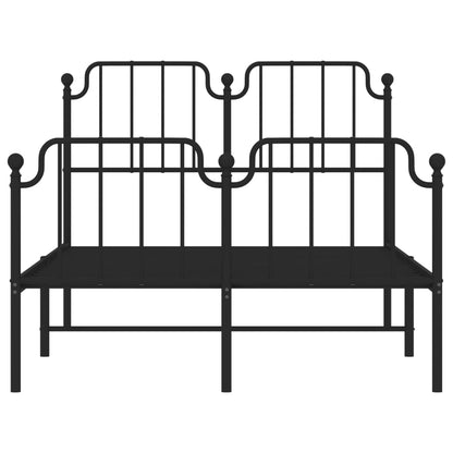 Metal Bed Frame With Headboard And Footboardâ Black 120X190 Cm Small Double