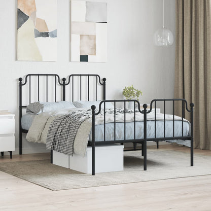 Metal Bed Frame With Headboard And Footboardâ Black 120X190 Cm Small Double